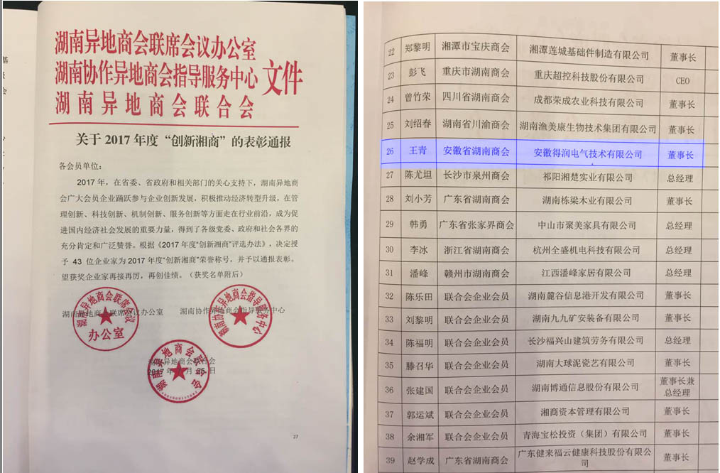 得潤電氣 開關(guān)柜廠家 創(chuàng)新湘商 湖南商會 聯(lián)系電話：400-0551-777 qq：3176885416